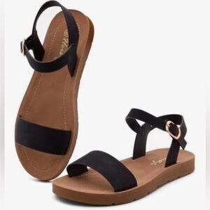 Herstyle Womens Monday Open Toes One Band Ankle Strap Flat Sandals